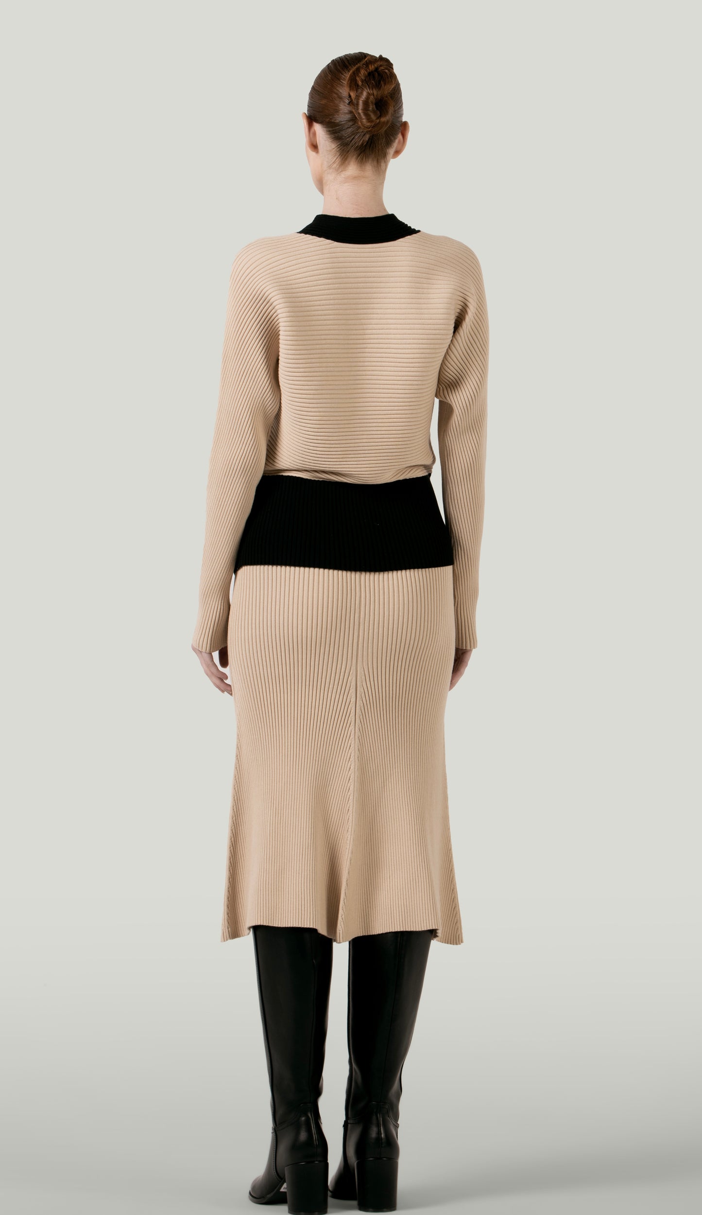 Rib Knitted sweater and skirt set